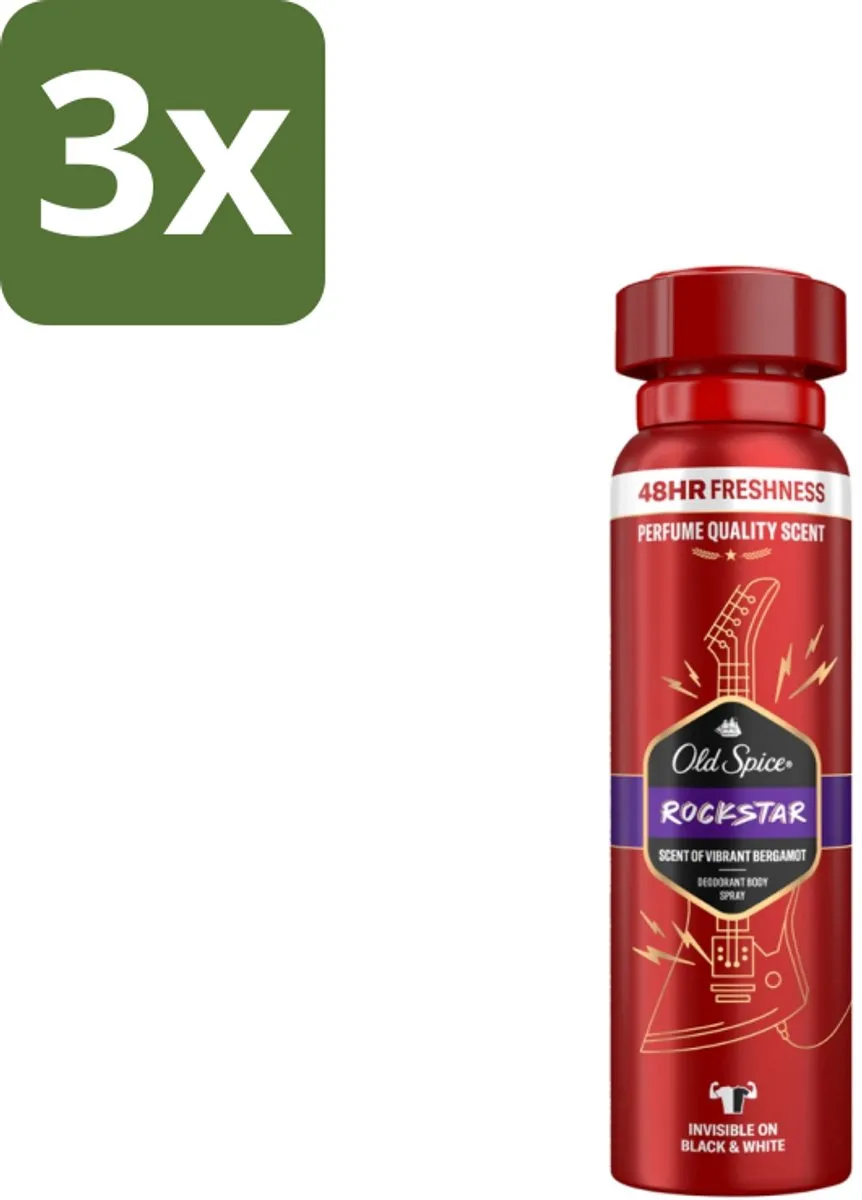 Old Spice Rockstar Deospray 450ml - 3 Stuks