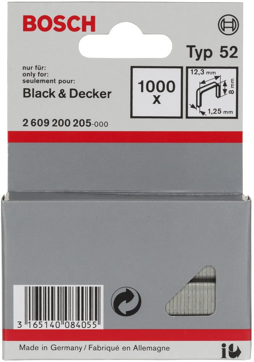 Bosch Schroefdraad M52 12,3x1,25x8mm - 1000 Stuks