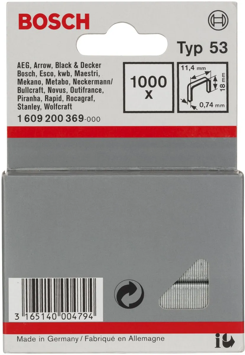 Bosch Draadstiften 11,4x0,74x18mm - 1000 Stuks
