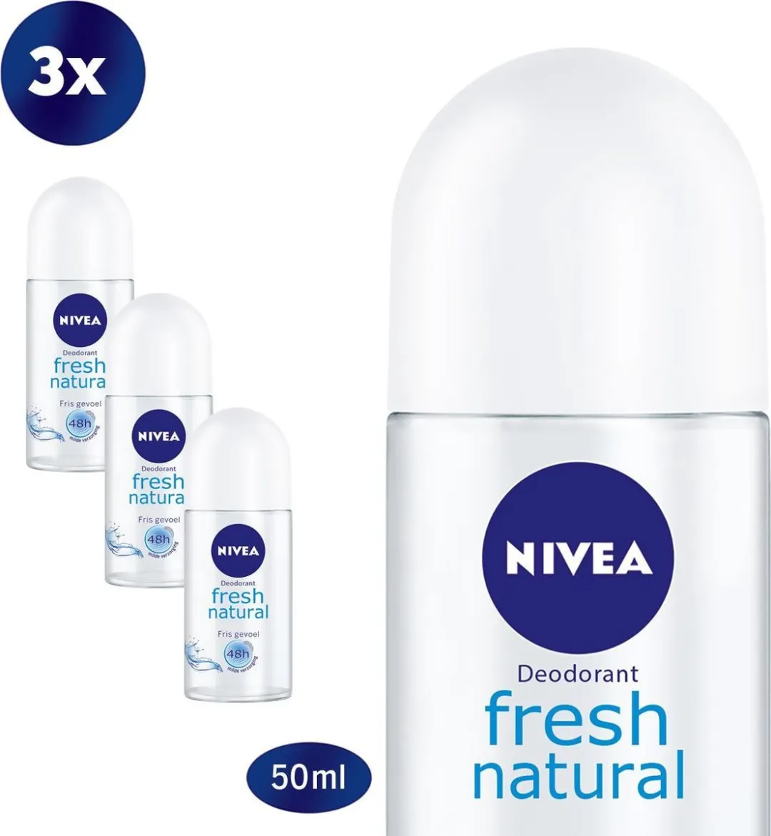 NIVEA Fresh Natural Deodorant Roller - 3x50ml