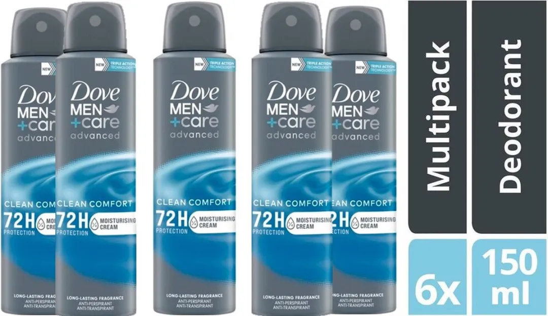 Dove Men+Care Deodorantspray Clean Comfort - 6 x 150 ml - Voordeelverpakking
