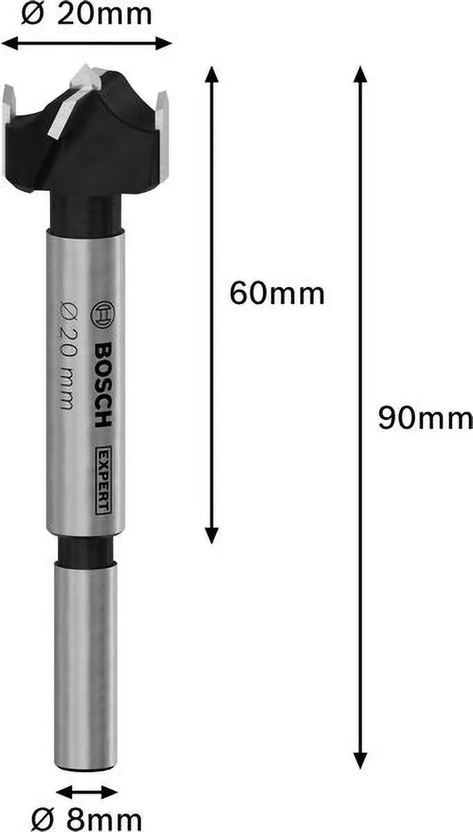 Bosch Expert Scharnierboor Hout 20x60x90mm - afbeelding 4 van 5
