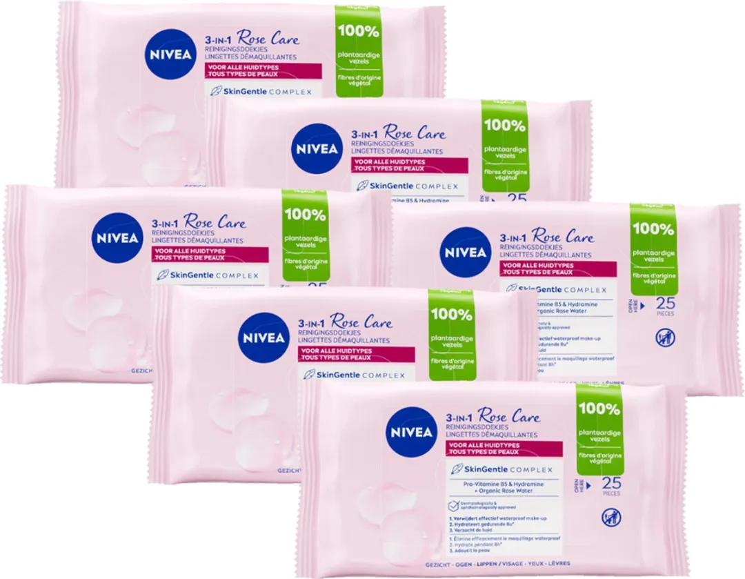 NIVEA 3-in-1 Rose Care Reinigingsdoekjes 150 Stuks