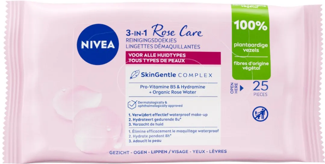 NIVEA 3-in-1 Rose Care Reinigingsdoekjes 150 Stuks