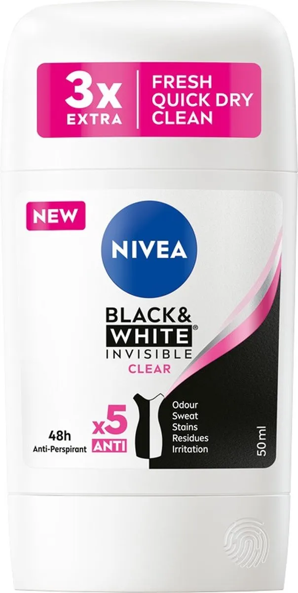 NIVEA Black&White Invisible Clear Anti-transpirant Stick 50ml