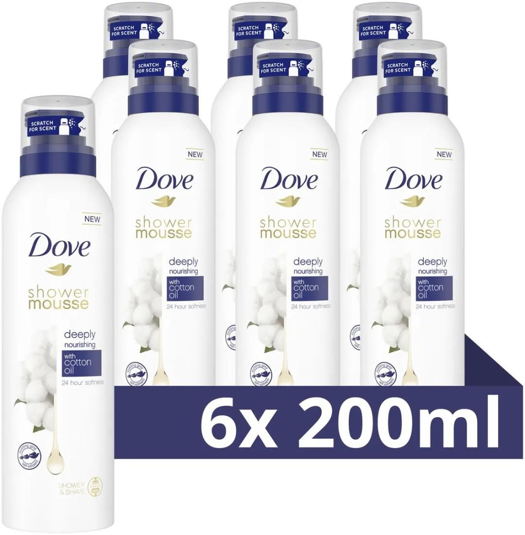 Dove Shower Mousse Deeply Nourishing Cotton Oil - 6x200ml