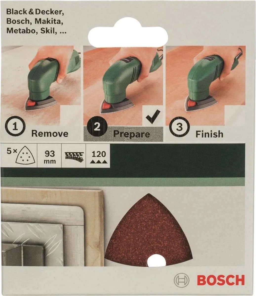 Bosch 5-delige Schuurbladset Deltaschuurmachine 93mm - Korrel 120