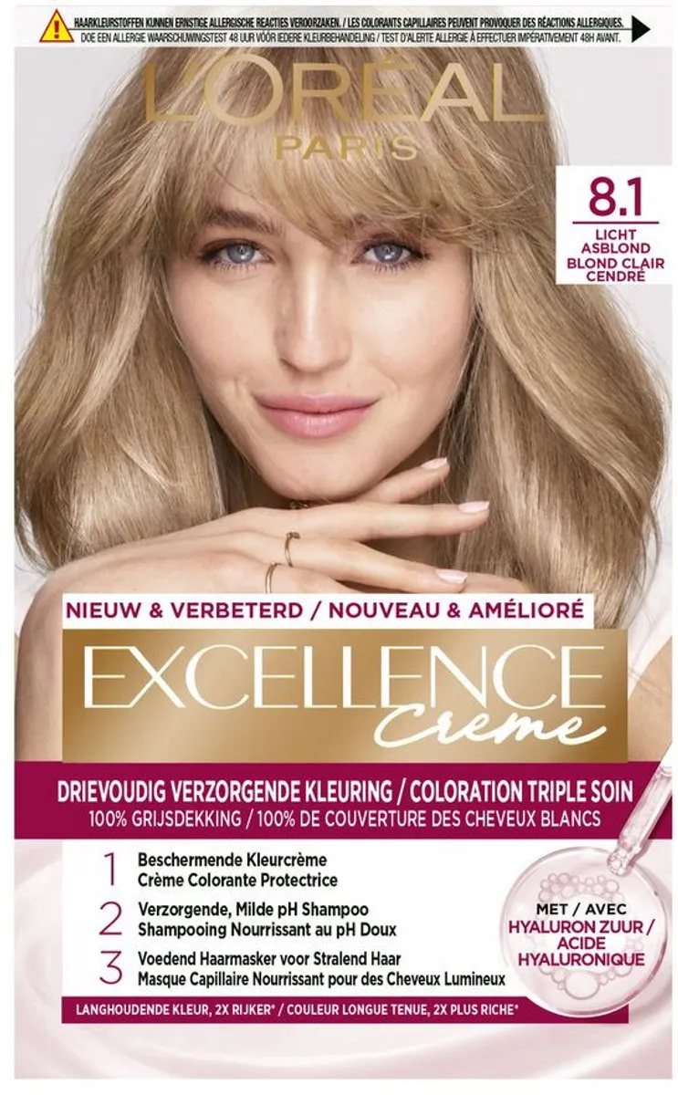 L'Oréal Paris Excellence Crème 8.1 Licht Asblond - 2x