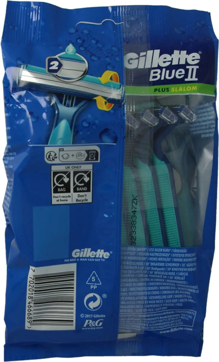 Gillette Blue 2 Slalom Scheermesjes - 10 Stuks - afbeelding 6 van 6