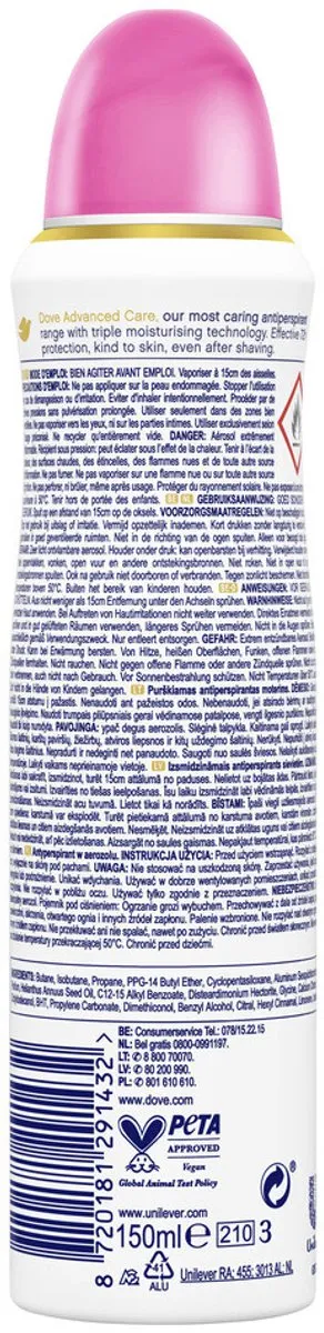 Dove Deodorant Spray Beauty Finish Advanced Care 150ml