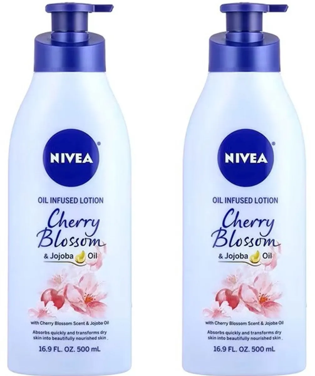 NIVEA Body Oil Cherry Blossom Lotion 800ml - 2x400ml - afbeelding 3 van 3