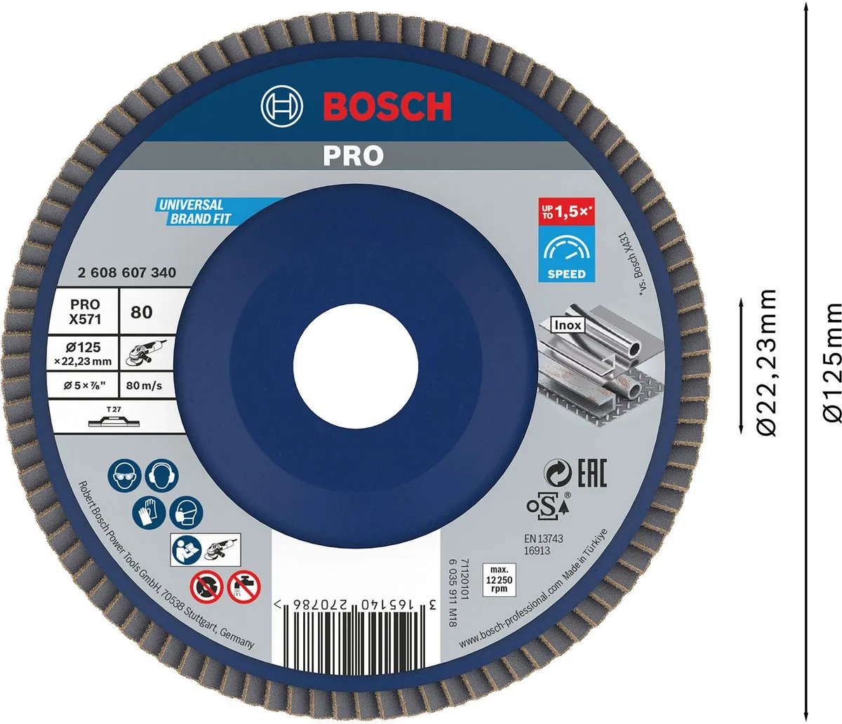 Bosch Lamellenschuurschijf 125mm 22,23mm - Korrel 80