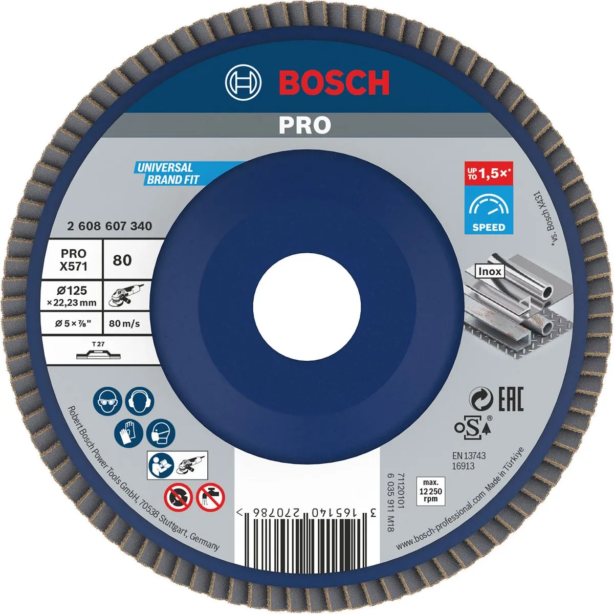 Bosch Lamellenschuurschijf 125mm 22,23mm - Korrel 80