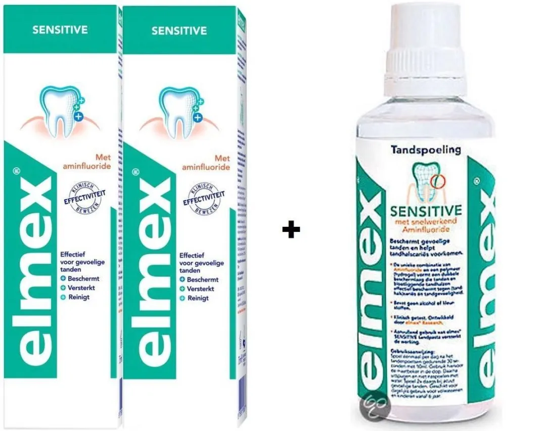 Elmex Sensitive Voordeel Set - 3 Stuks (2x Tandpasta + Mondwater 400ml)