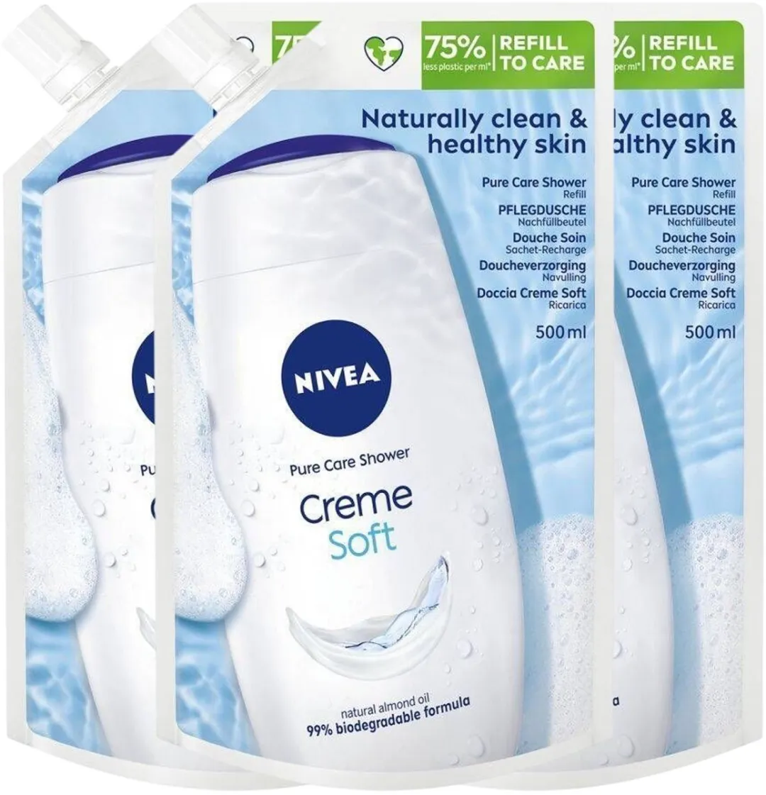 NIVEA Pure Care Shower Crème Soft Refill 3x500ml