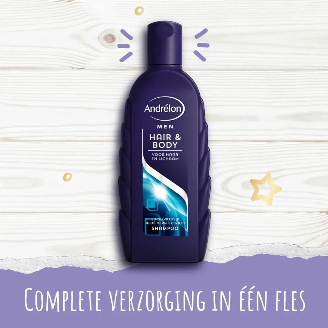 Andrélon Men Shampoo Hair & Body 300ml - 12 Stuks