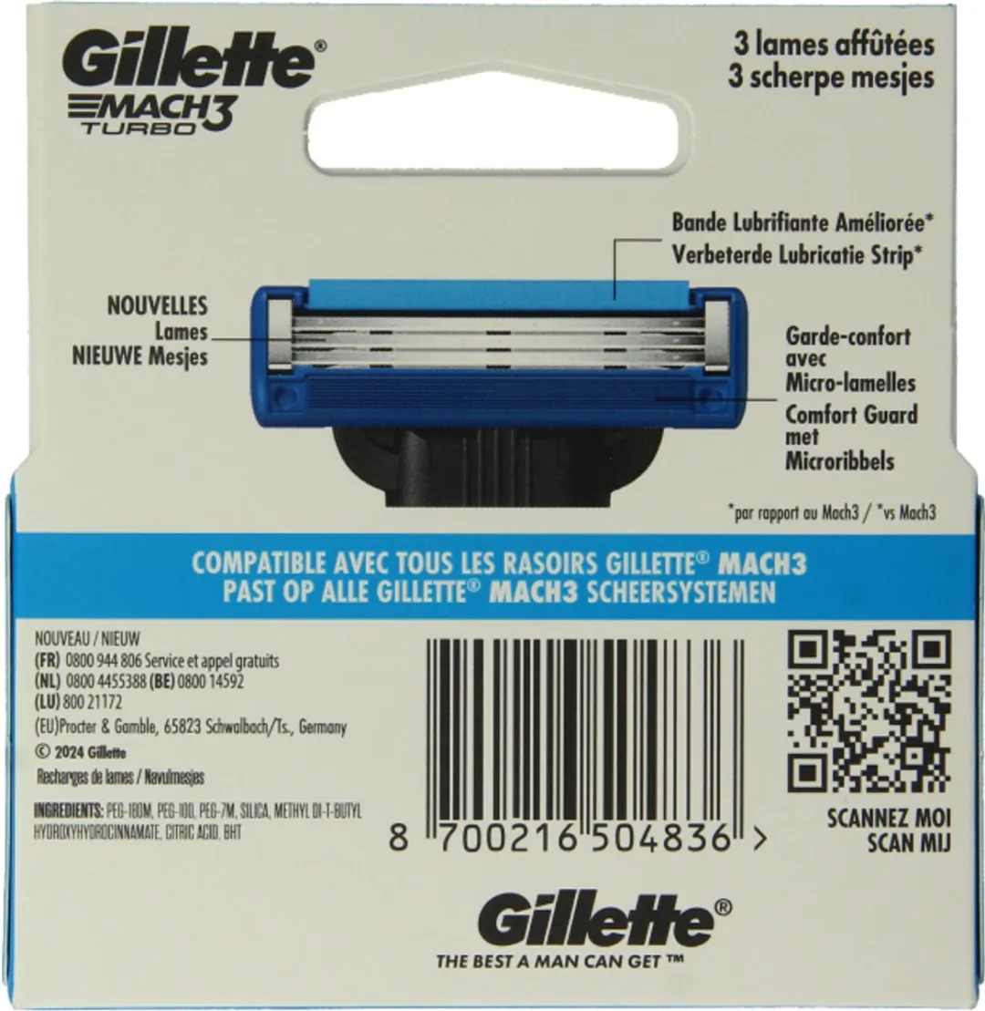 Gillette Mach3 Turbo Scheermesjes 5 Stuks - Blauw - afbeelding 6 van 6