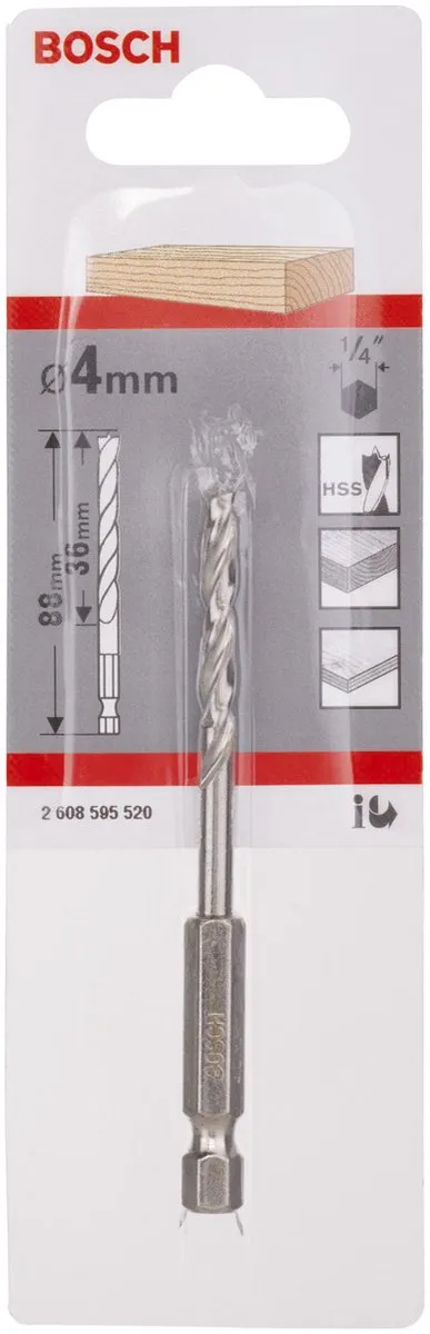 Bosch Houtboor Zeskant 4mm - MPN 2608595520 - afbeelding 3 van 6