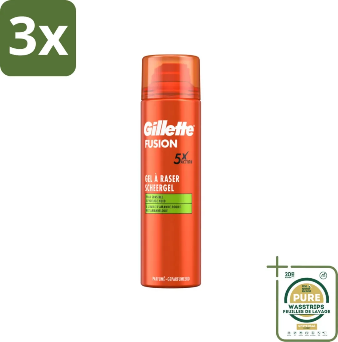 Gillette Fusion 5 Sensitive Scheergel 200ml - 3 Stuks