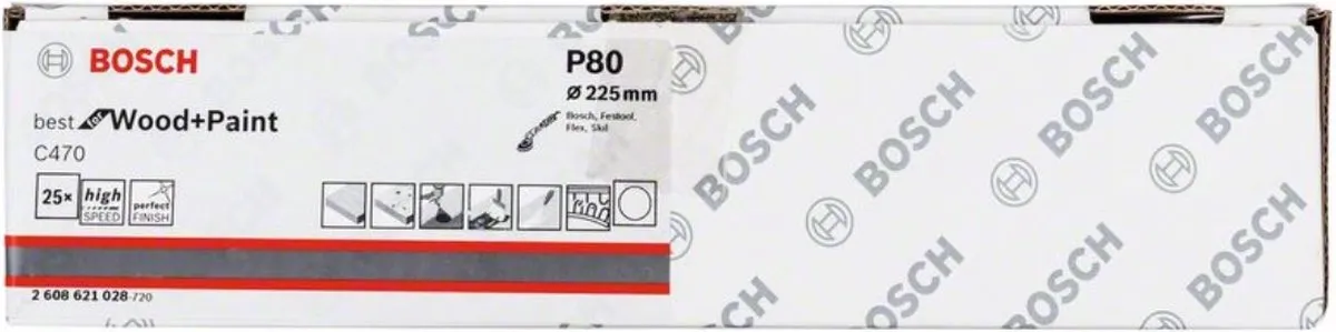 Bosch Best for Wood C470 Schuurschijven 225mm P80 - 25 Stuks