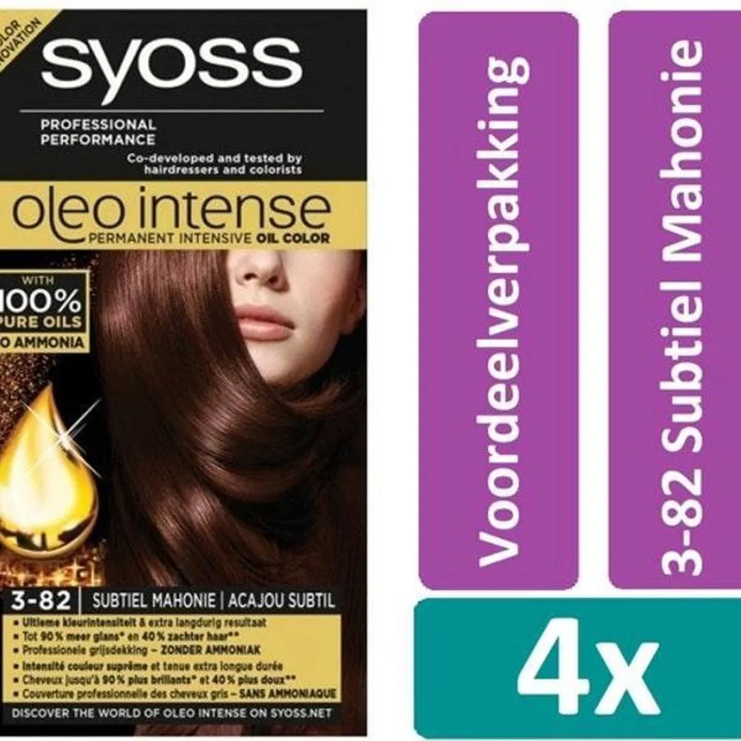 SYOSS Oleo Intense 3-82 Subtiel Mahonie Haarverf - 4 Stuks