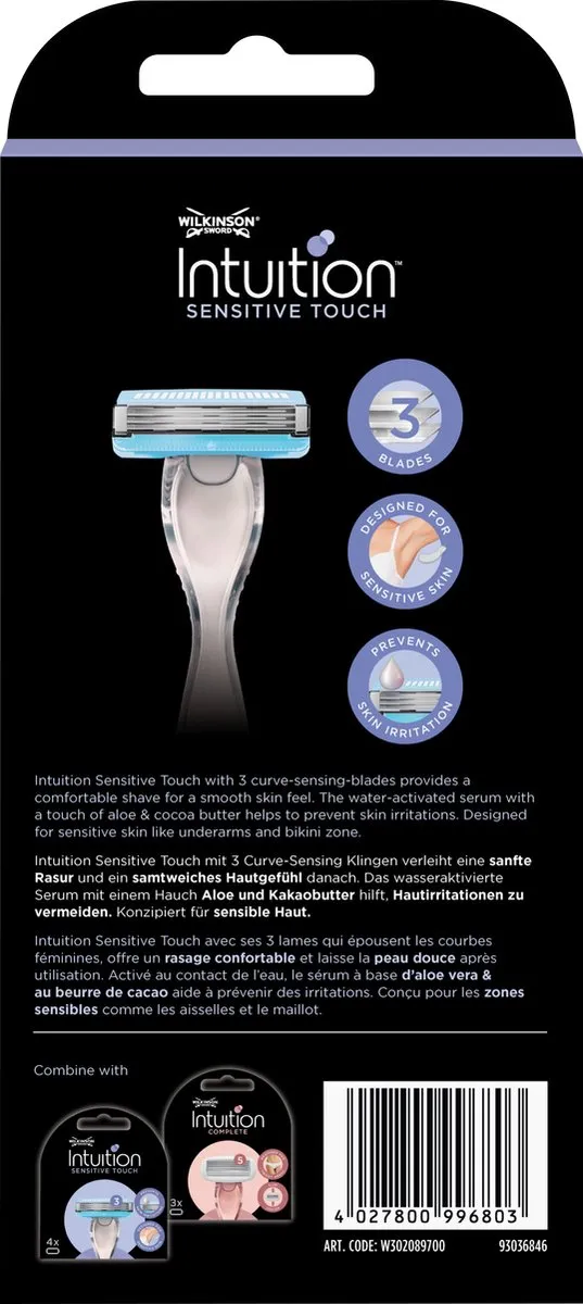 Wilkinson Sword Woman Scheermes Intuition Sensitive Touch - 3 Mesjes - afbeelding 6 van 6