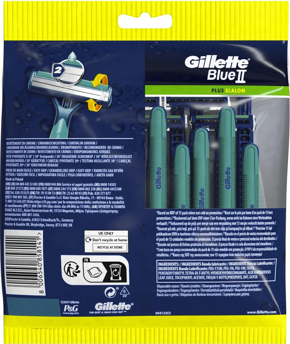 Gillette BlueII Plus Slalom Wegwerpmesjes 20 Stuks - afbeelding 6 van 6