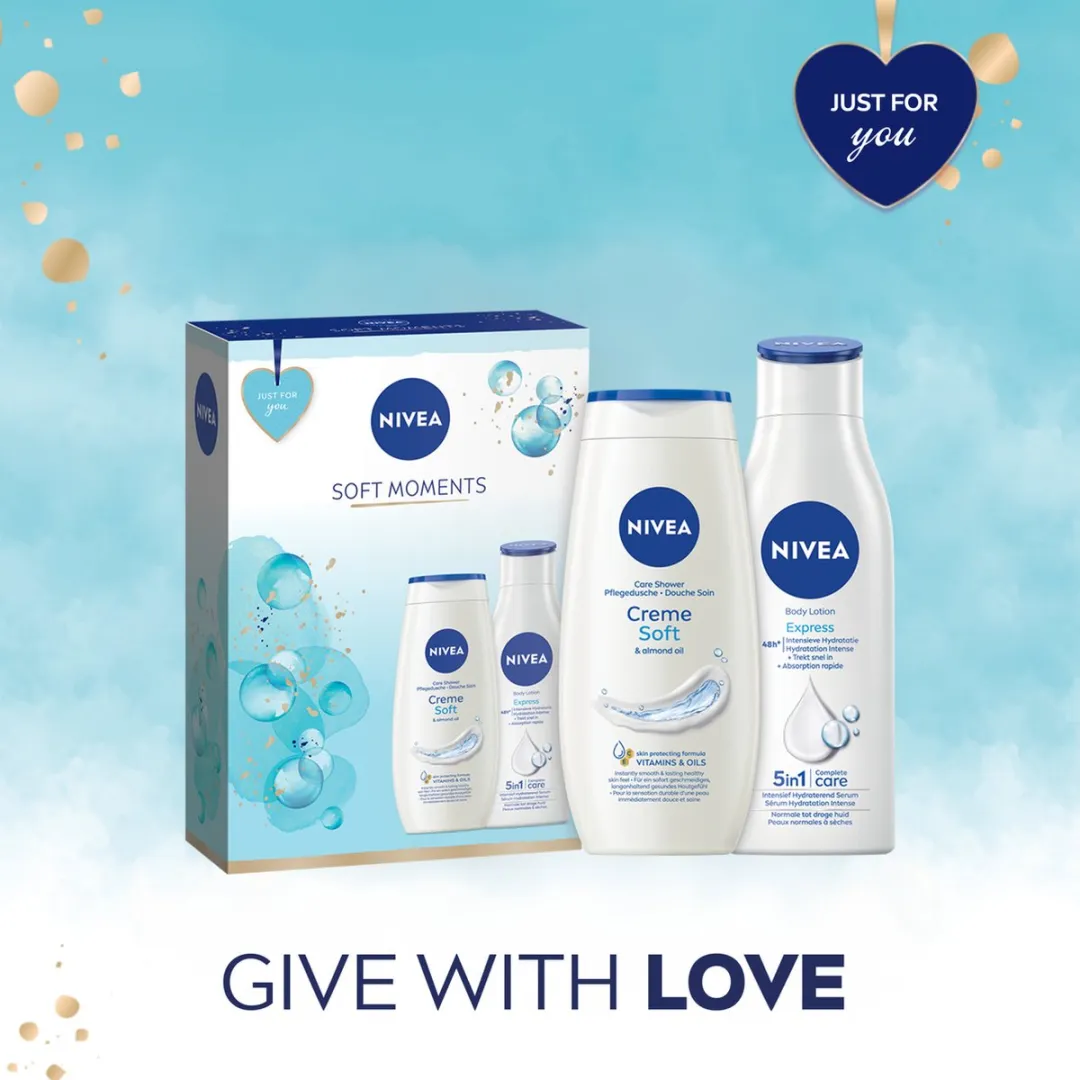 NIVEA Soft Moments Geschenkset - Bodylotion & Douchegel 500ml