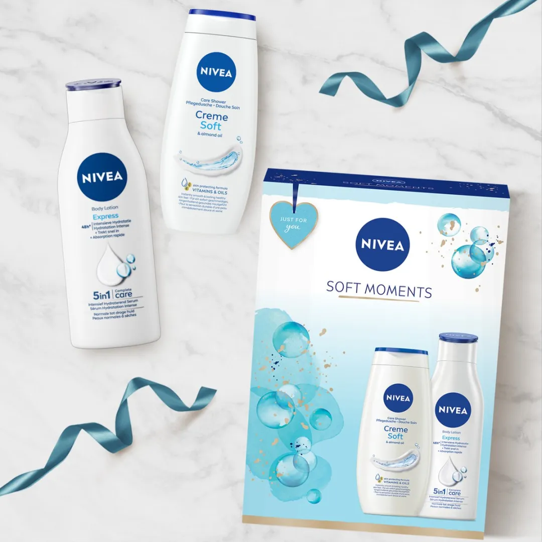 NIVEA Soft Moments Geschenkset - Bodylotion & Douchegel 500ml
