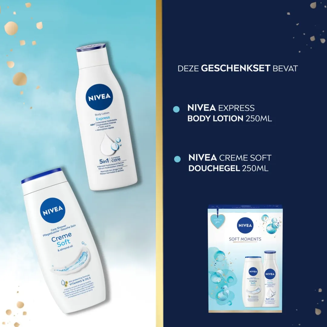 NIVEA Soft Moments Geschenkset - Bodylotion & Douchegel 500ml