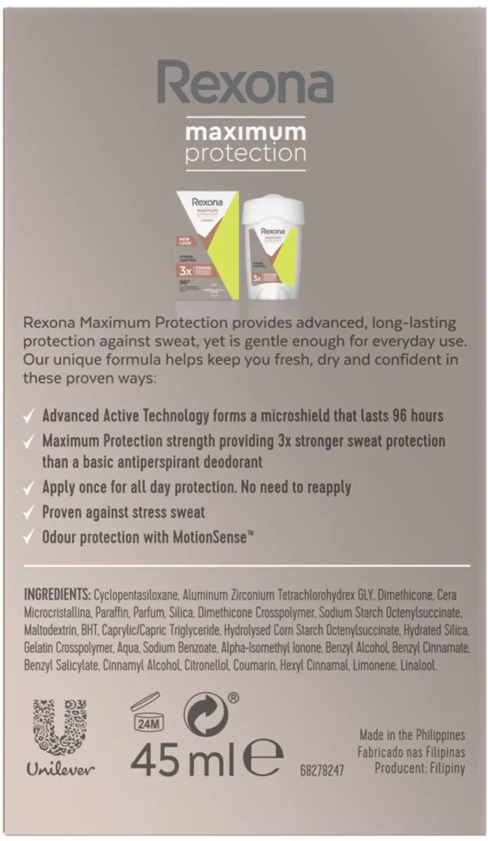 Rexona Deodorant Stick Maximum Protection Stress Control 45ml - 6 Stuks