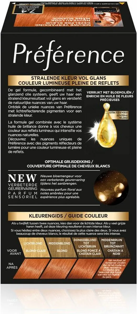 L'Oréal Paris Preference 7.4 Mango Haarkleuring - 6 Stuks