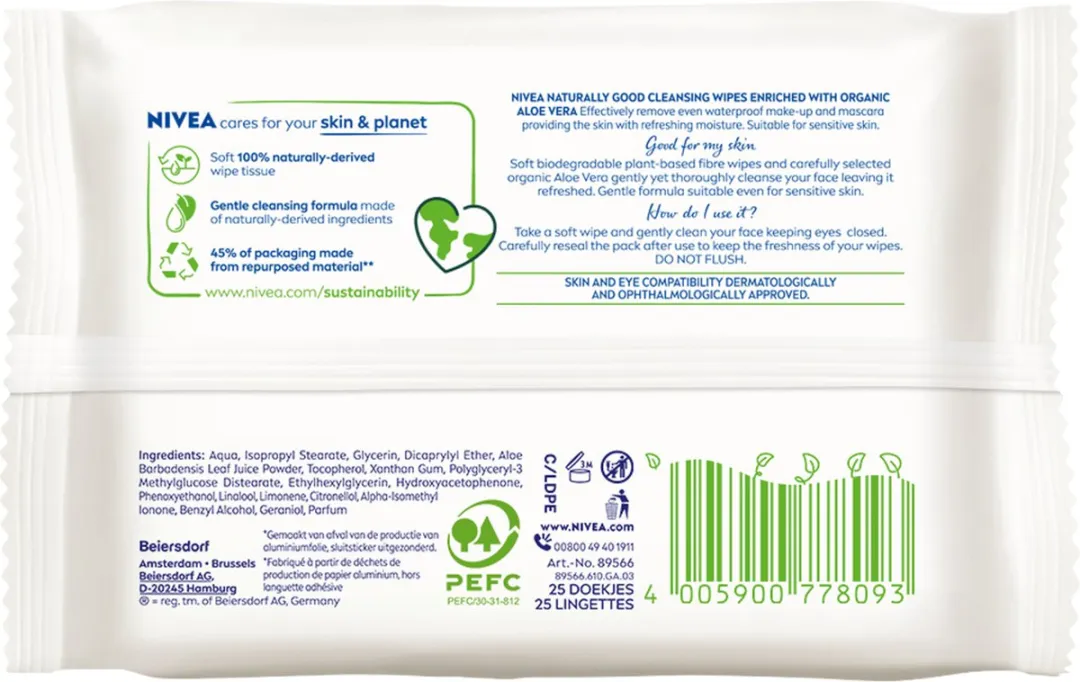 NIVEA Biologisch Afbreekbare Reinigingsdoekjes 150 Stuks