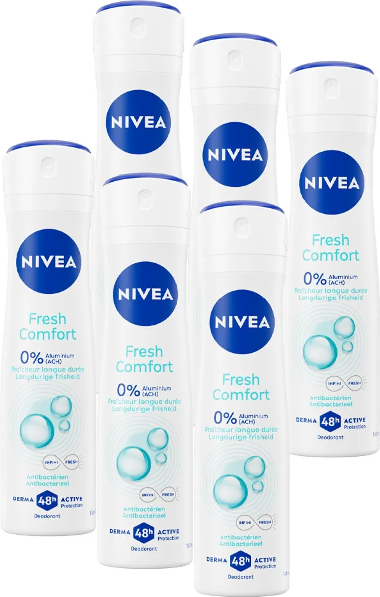 NIVEA Fresh Comfort Deodorant Spray 6x150ml - 48u Bescherming
