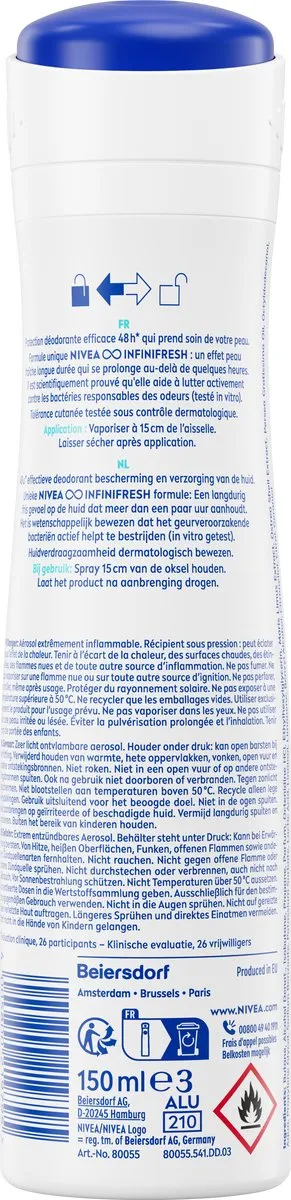NIVEA Fresh Comfort Deodorant Spray 6x150ml - 48u Bescherming