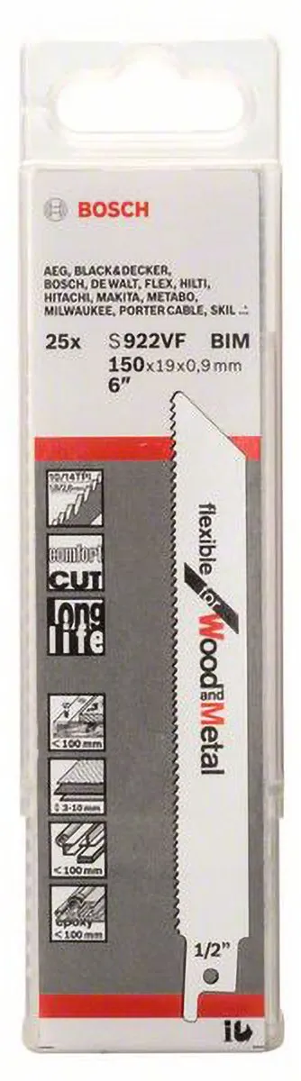 Bosch REC S922VF 25 Reciprozaagblad - Metaal/Hout/Aluminium