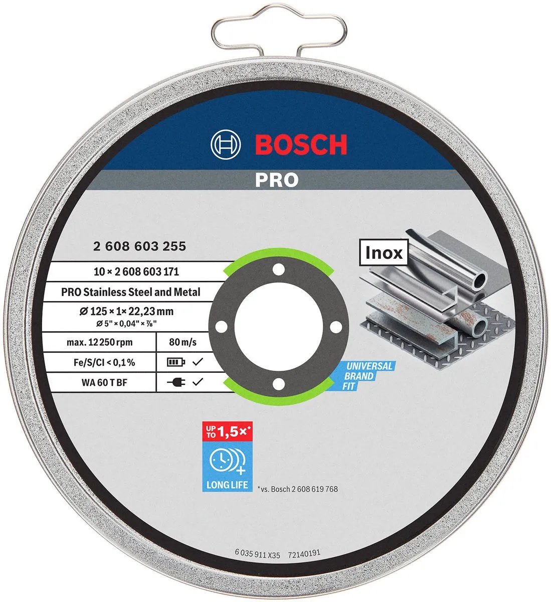 Bosch Doorslijpschijf recht Standard for Inox - Rapido 125mm - 10stuks