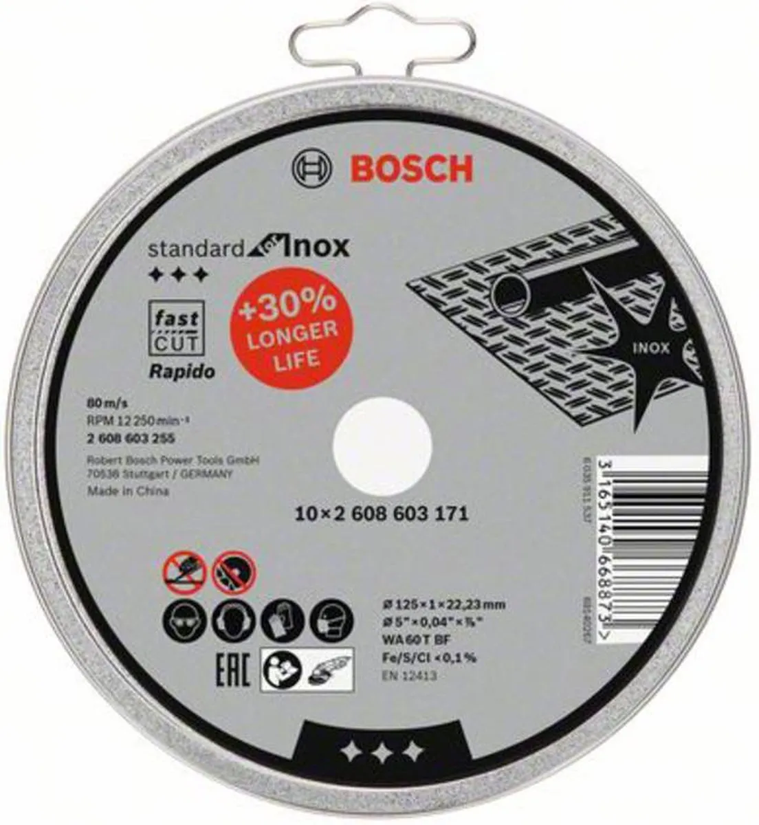 Bosch Doorslijpschijf recht Standard for Inox - Rapido 125mm - 10stuks