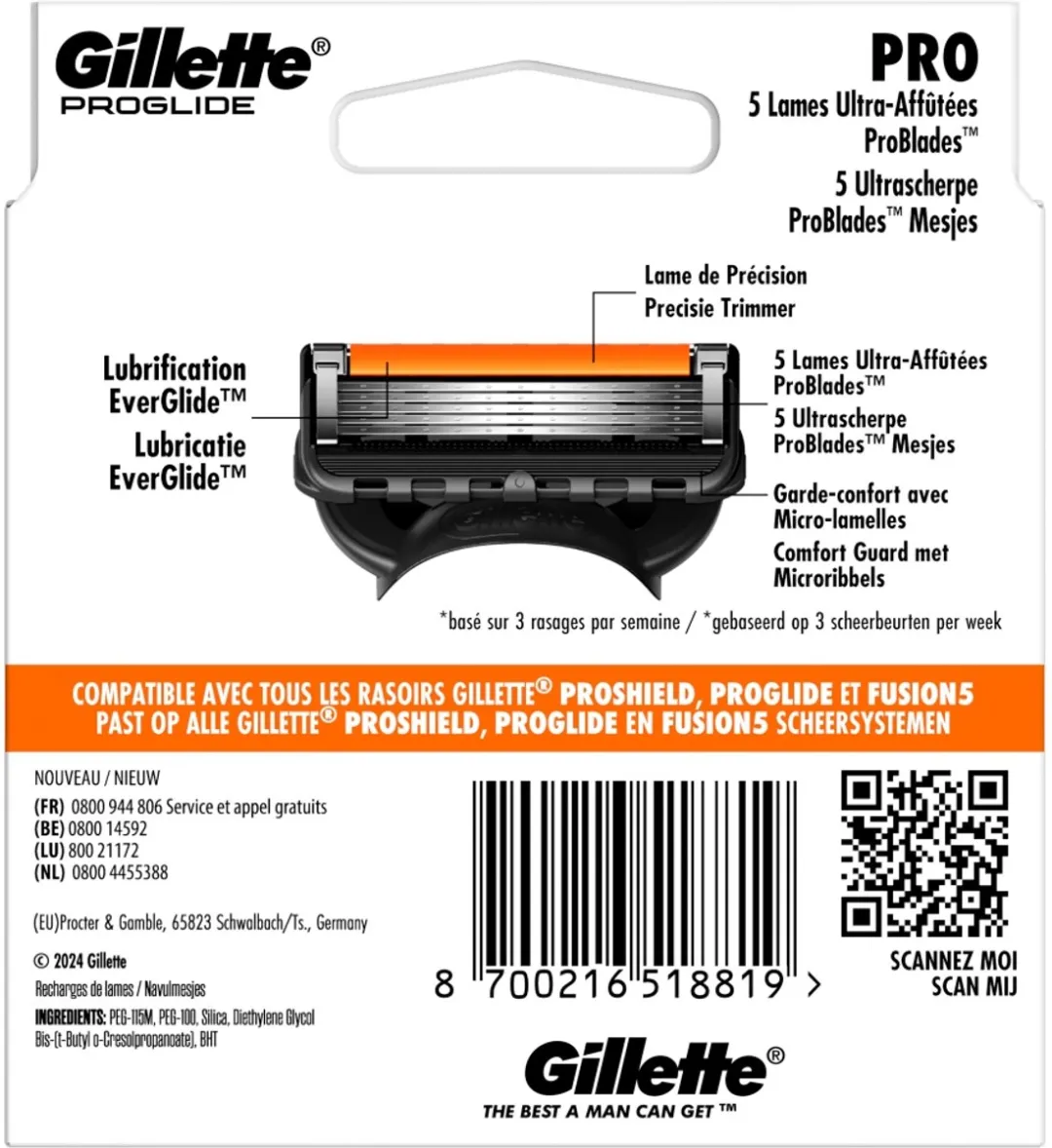 Gillette ProGlide Oranje - 8 Stuks - 5 Bladen