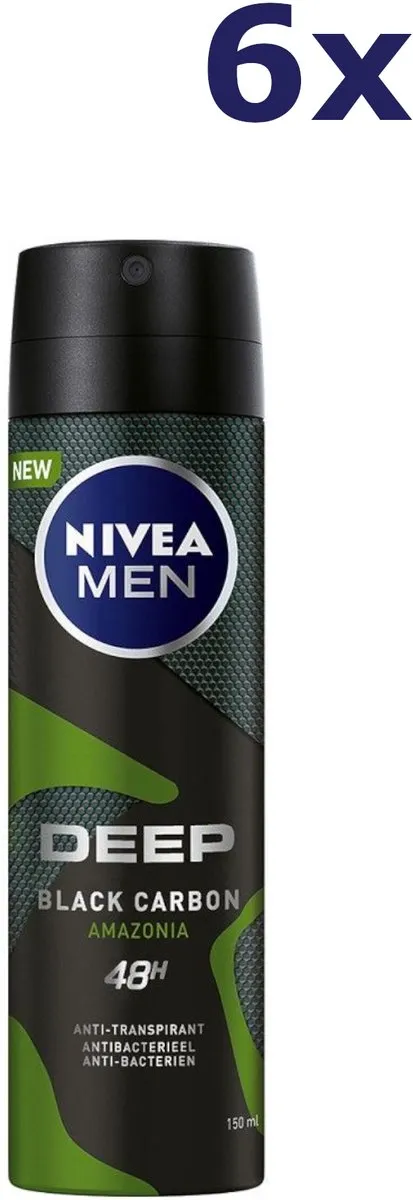 NIVEA MEN Deep Amazonia Deo Spray 48u - 6x150ml - afbeelding 6 van 6