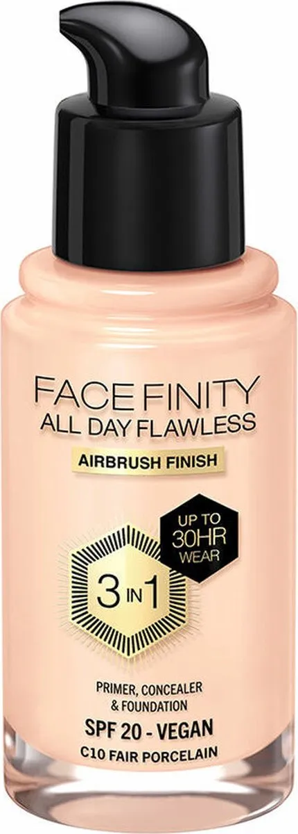 Max Factor Facefinity All Day Flawless 3-in-1 Foundation C10 Fair Porcelain 30ml