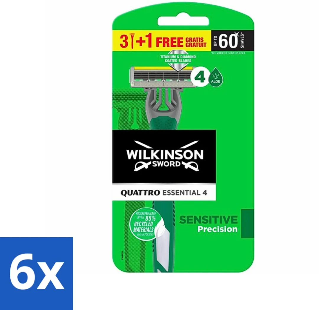 Wilkinson Quattro Essential 4 Wegwerpscheermesjes - 4 Stuks - Groen
