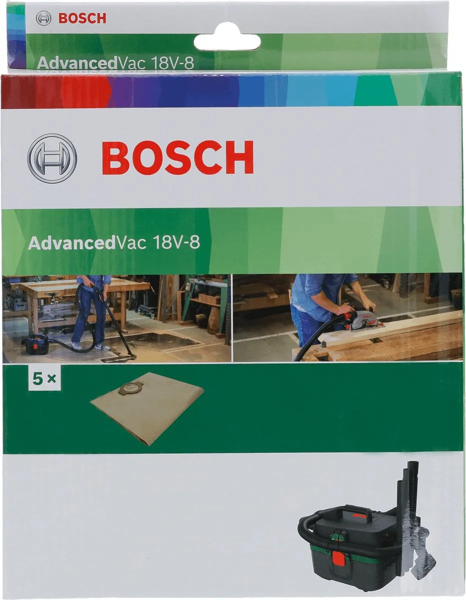 Bosch AdvancedVac 18V-8 Papieren Zakken - 5 Stuks