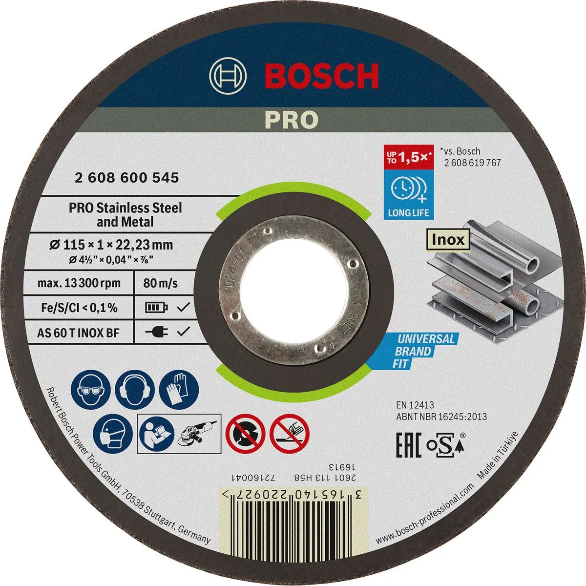 Bosch Doorslijpschijf Expert for Inox Rapido AS 60 T INOX BF 115mm