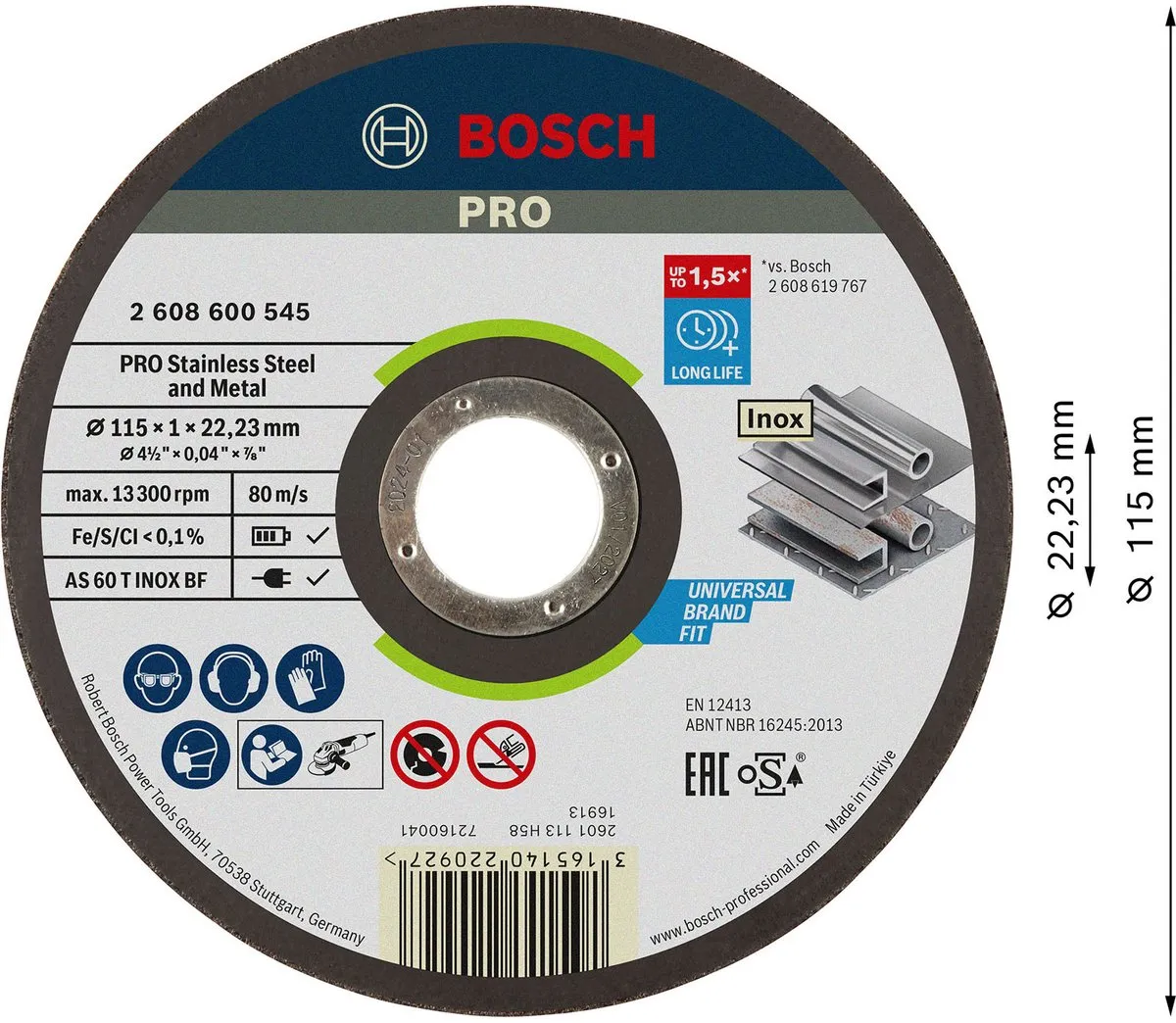 Bosch Doorslijpschijf Expert for Inox Rapido AS 60 T INOX BF 115mm
