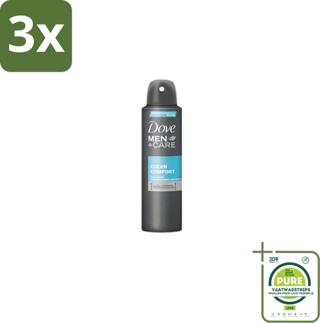 Dove Men+Care Deodorant Spray Clean Comfort 600ml - 3 Stuks