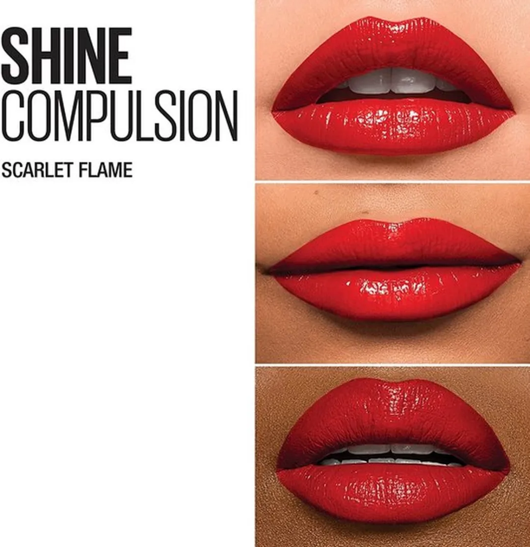 Maybelline Color Sensational Shine Compulsion Lipstick 090 Scarlet Flame - Rood - 3g