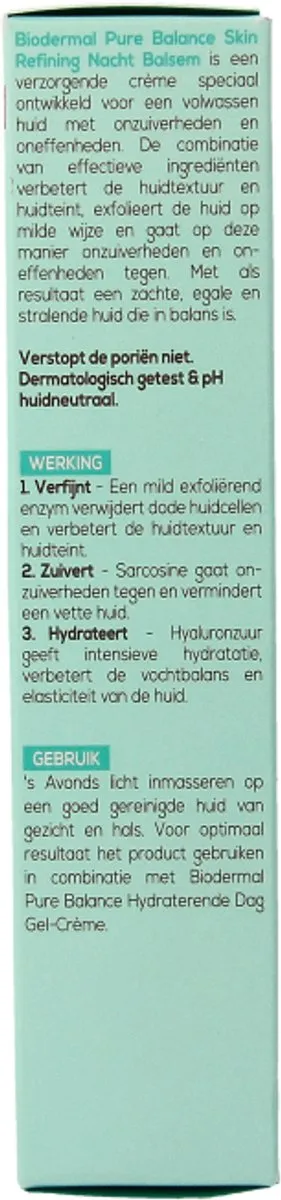 Biodermal Pure Balance Nachtcreme 50ml - Hyaluronzuur