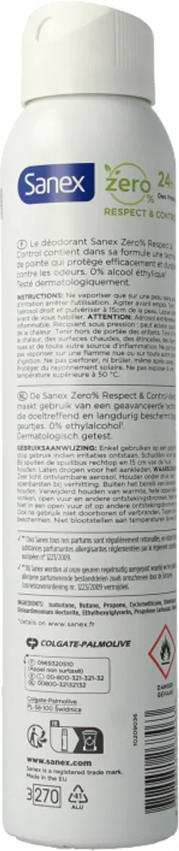 Sanex Zero% Deodorant Spray 200ml - Normale Huid - afbeelding 6 van 6