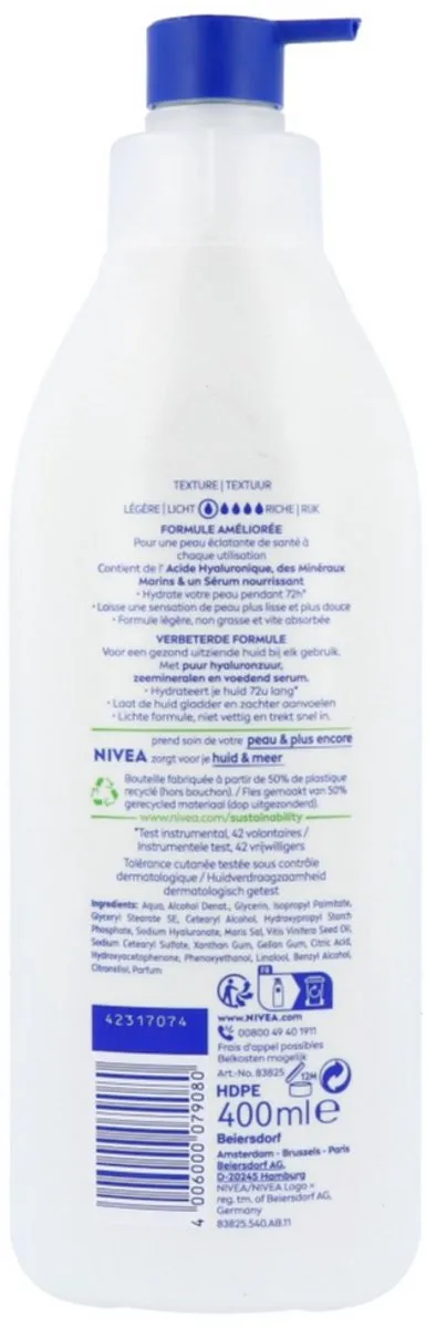 NIVEA Express Bodylotion 400ml - Hyaluronzuur - 72H Hydratatie